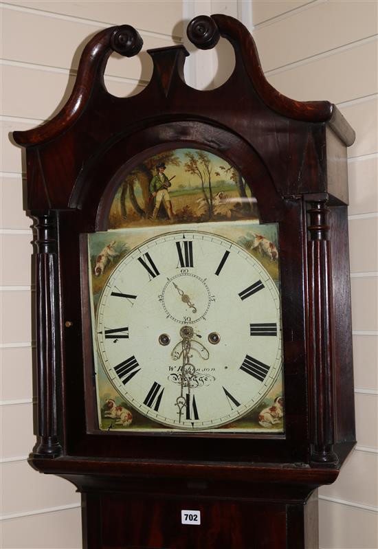 An early 19th century mahogany banded oak eight day longcase clock, by W. Robinson of Brigge